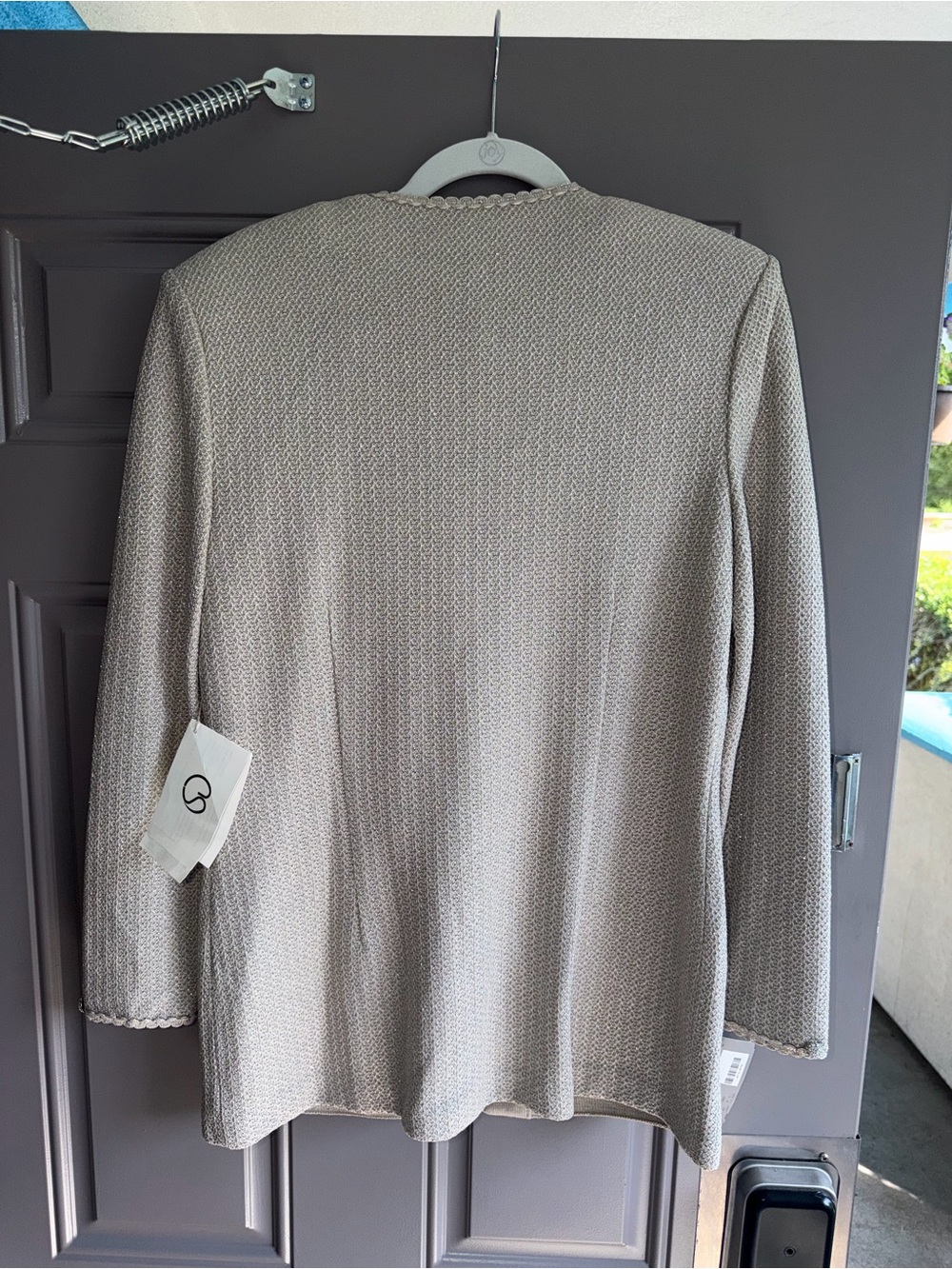 St. John Women's Champagne Beige Knit Blazer with Decorative Clasp $980 - Picture 2 of 4